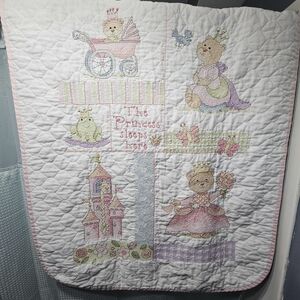 COMPLETED Dimensions Baby Cross Stitch Quilt Blanket The Princess Sleeps Here